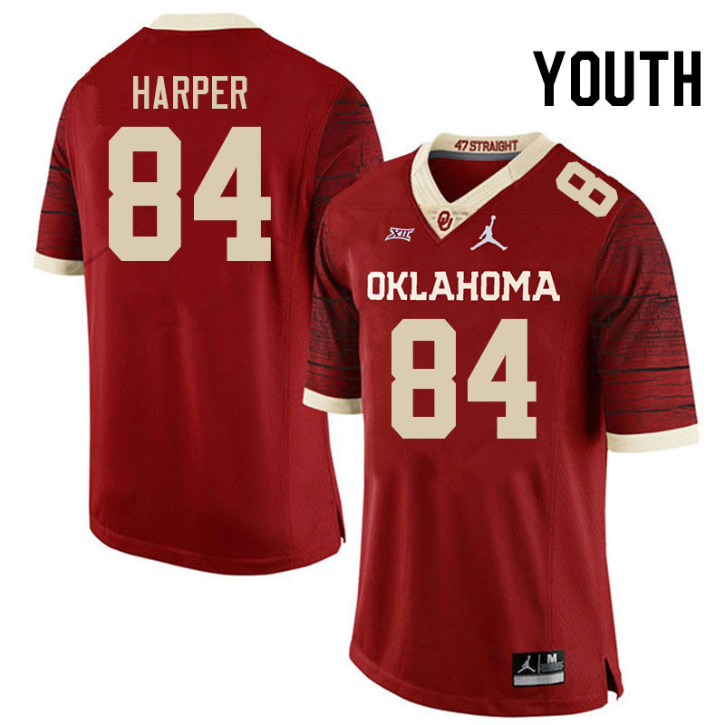 Youth #84 Brandon Harper Oklahoma Sooners College Football Jerseys Stitched Sale-Retro - Click Image to Close